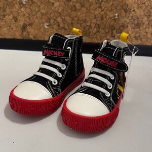 Mickey Mouse Pluto Disney Junior Black Red Zip High Top Shoes toddler Size 8 nwt